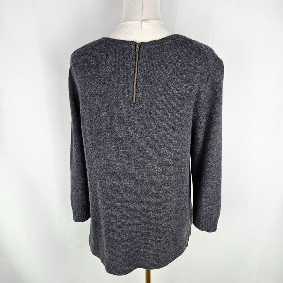 J. Crew Jeweled Starburst Beaded Sweater Medium Gray Wool, Rabbit Hair - Picture 5 of 10